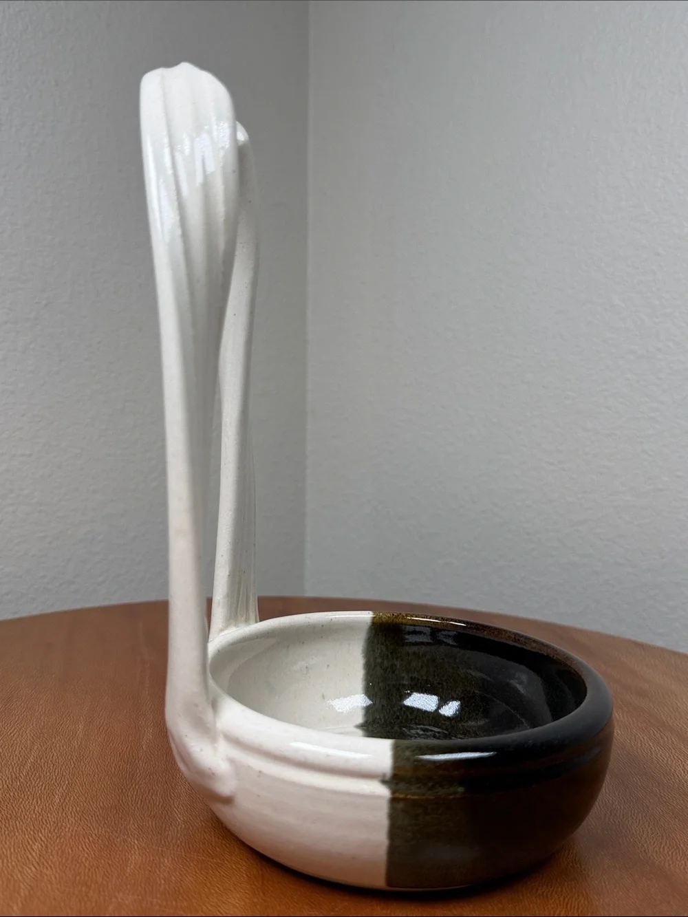 Handmade Art Pottery Ceramic Standing Spoon Rest Cottagecore Farmhouse white